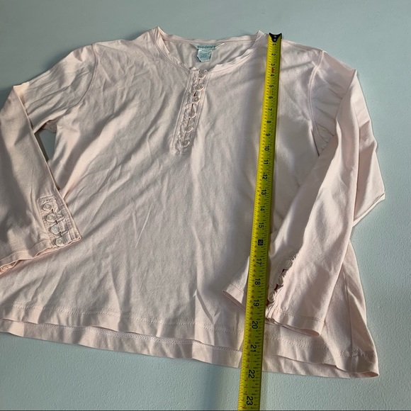 Sundance Pink Cotton Henley Shirt 3/4 Sleeve - Button Cuff Women's Size Medium - Picture 3 of 8
